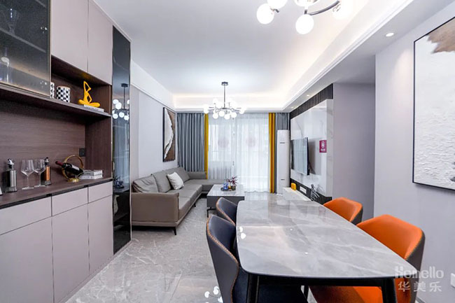 109㎡三居，打造半開放式廚房，將家庭互動性能拉滿